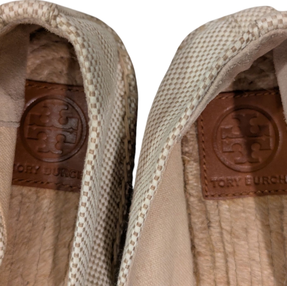 Tory Burch Colorblock Natural Tan Espadrille Flats Women's Size 9.5 NWOT - Picture 10 of 17